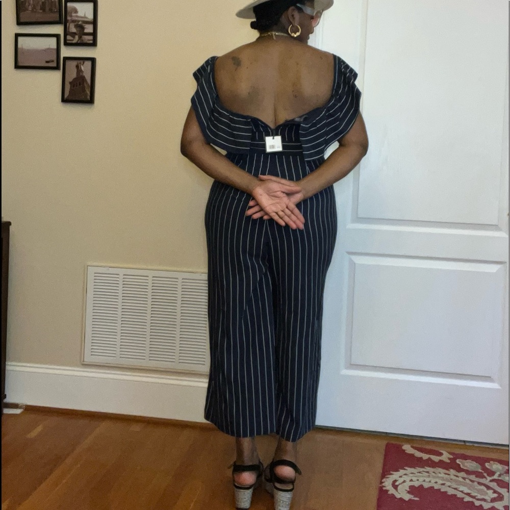 Pinstripe Wide Leg Jumpsuit